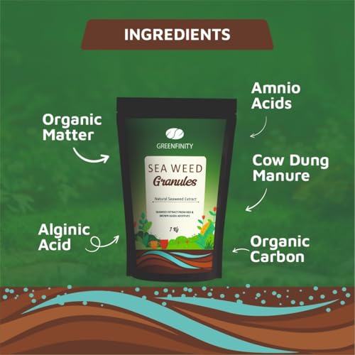 Image of GREENFINITY Seaweed Pro Granules For Indoor & Outdoor Plants | Growth Booster Granulated Fertilizer | 1kg