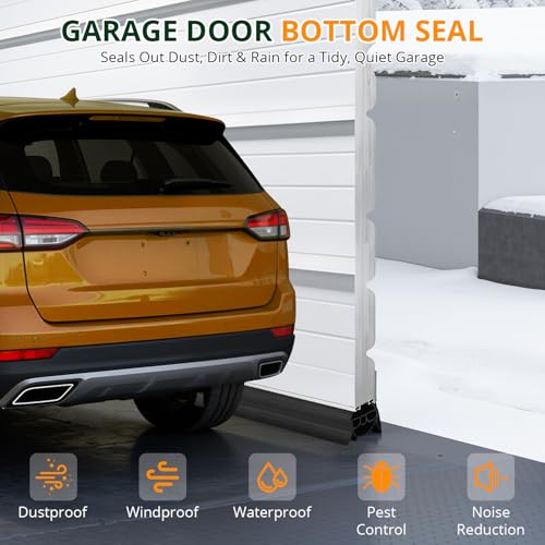 ‌POWLAB Universal Garage Door Seals Kit -10FT EPDM Multi-Chamber Bottom Rubber Weatherproof Seal & Brush, Pre-Drilled Aluminum Track Retainer Base Kit for Steel/Wooden Doors, Noise Reducing by POWLAB - Image 6