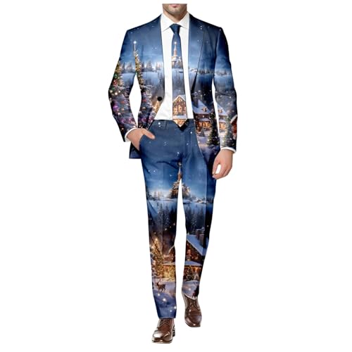 Men's Christmas Jacket Reindeer Print Sparkly Glitter Blazer Shiny Dress Tuxedo Business Sport Coats for Party Prom4