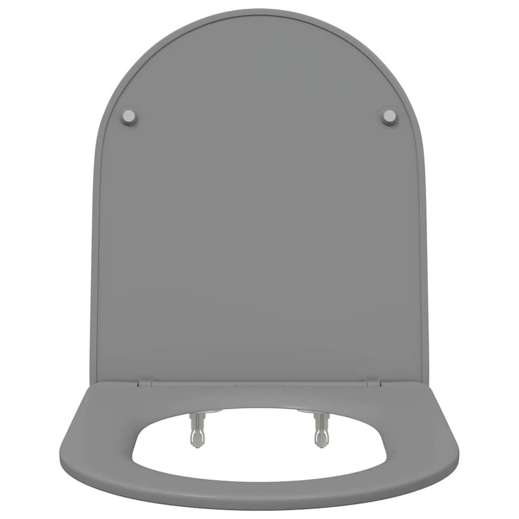 Asiento de inodoro gris Duroplast 47 x 36 x 3,4 cm, tapa universal de inodoro con descenso automático, extraíble y fácil de limpiar, asiento sanitario estable para baño y aseo de invitados