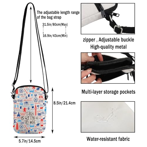 G2TUP Britisher Gift Talk British To Me Crossbody Bag British Sayings Travel Bag English Slang British Vacation Trip Gift3