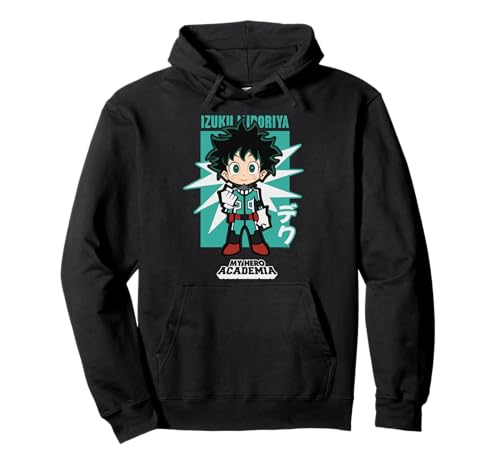 My Hero Academia Chibi Deku Kanji and Starburst Anime Sudadera con Capucha