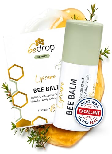 bedrop BeeBalm Lippenpflege Lippenbalsam im Pump-Spender mit Manuka Honig Gelée Royale Retinol - feuchtigkeitsspendend Anti-Aging für Lippen & Nase 100% natürlich 6ml