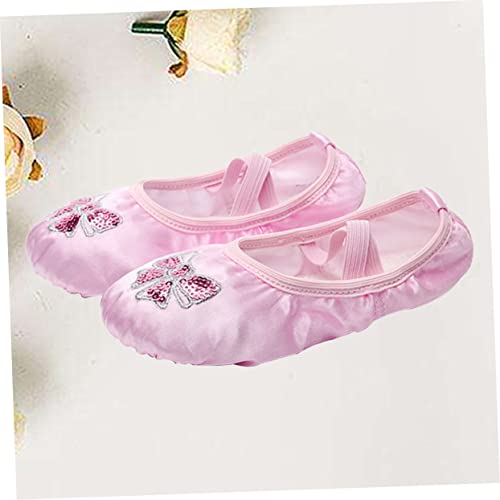 BESPORTBLE Satin Ballet Dance Shoes for Boys and Girls Girls Embroidered Sequins Yoga Slippers Non- Split Sole for Ballet Jazz Gymnastics and Modern Dance4