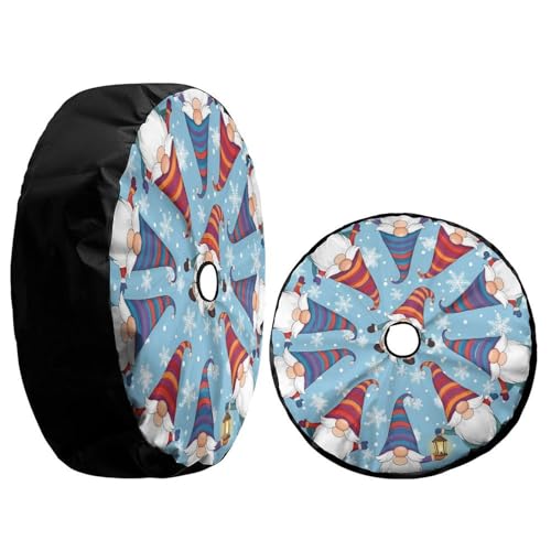 Image of Delerain Spare Tire Cover with Backup Camera Hole Funny Gnomes Wheel Covers Waterproof Dust-Proof UV Sun Universal Fit for Trailer RV SUV Truck (18 Inch for Diameter 32 inch-34 inch)