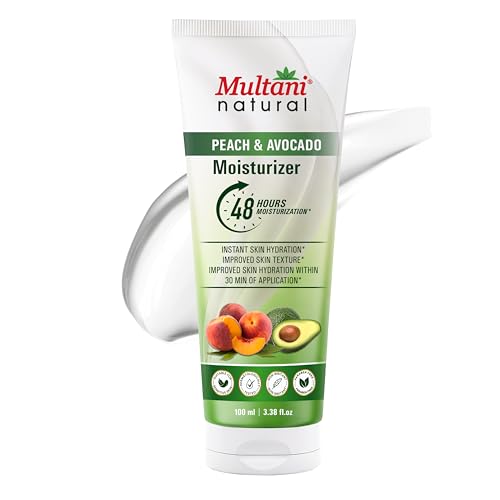 Image of Multani Naturals Moisturizer Peach & Avocado (100 ml) | Face & Body 100ml | Naturals Ingredients | 48Hr Hydration | Dermatologically Tested | Smooth, Soft & Healthy Skin | All Skin Types