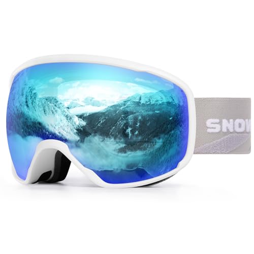 snower Gafas de esquí esféricas OTG antivaho, gafas de snowboard HD con protección UV400 para hombres, mujeres y jóvenes