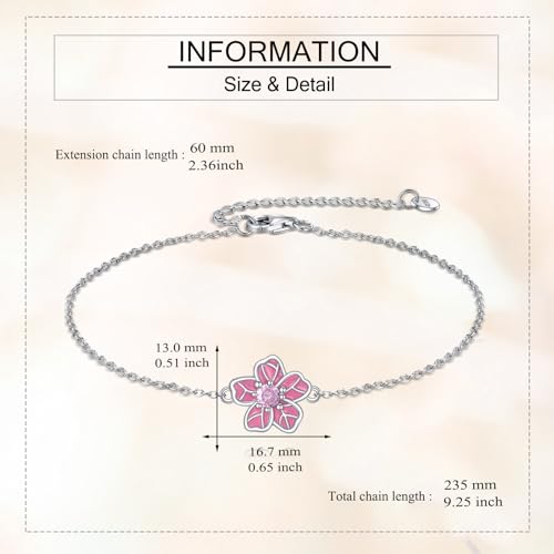 Bracelet en argent sterling 925 avec fleurs de cerisier ONEFINITY - 5