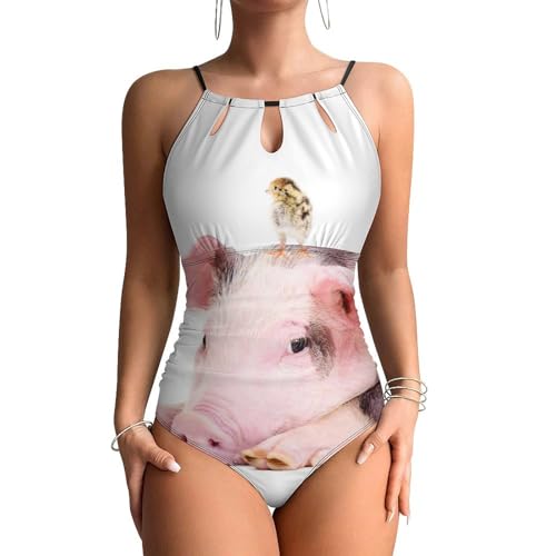 Maillots de bain une pièce femme Cochon et Poussin pour journées plage