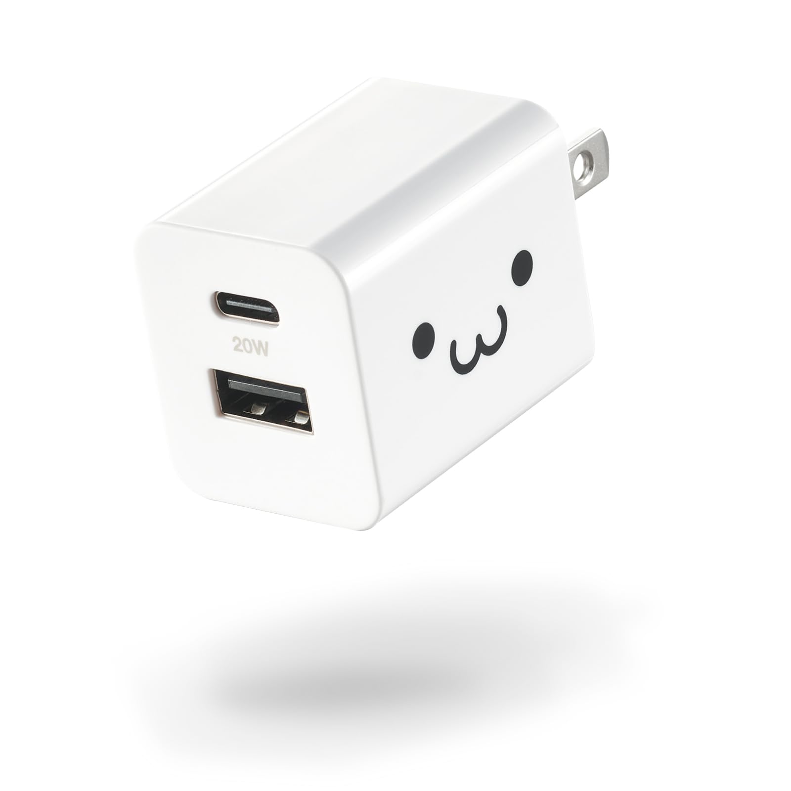 エレコム 充電器 コンセント USB-C USB-A 2ポート 20W PD対応 折りたたみ式プラグ しろちゃん EC-AC12020WF