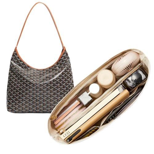 Doxo DuPontpaper Inserção organizadora de bolsa, bolsa de ombro Bohème Hobo, inserção para bolsa Goyard Hobo, inserção Hobo leve à prova d'água com zíper YKK e suporte elástico, estilo V