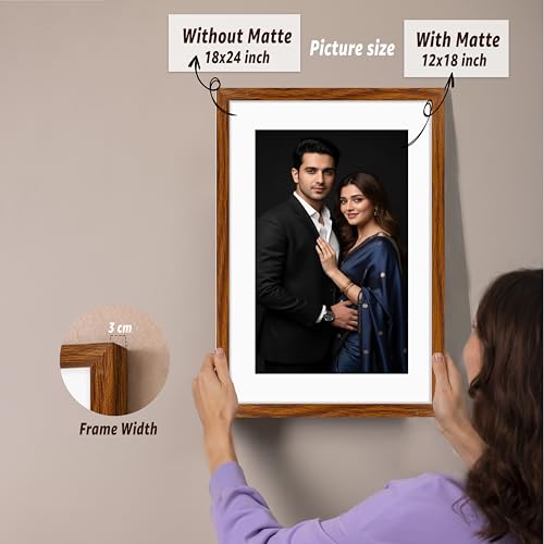Image of Art Street Synthetic Document Large Size Wall Photo Frame, Set of 2 Big Frames For Wall Artwork, Certificates, Picture & Photographs Home Decor (18x24 Inch, Matted To: 12x18 Inch, Brown)