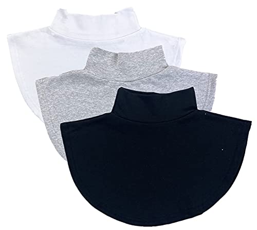 REDODECO Cotton Mock Turtleneck Dickey Half Top Collar Neck Blouse False Fake Neck Warmer,Black White Grey