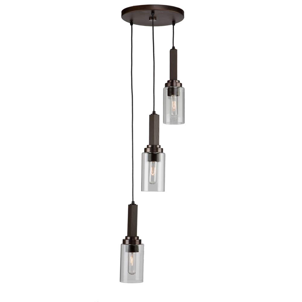 Artcraft Lighting AC10863BU Transitional Three Light Pendant from Home Glow Collection in Bronze/Dark Finish, 17.00x10.00x10.00