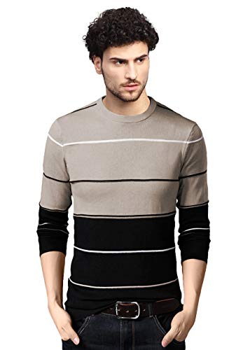 Image of EYEBOGLER Men's Regular Fit Striped Round Neck T-Shirt