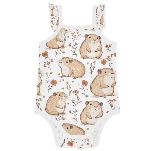 Lindo mameluco blanco de algodón con botones para bebé, ropa interior para bebé, 3M, Kawaii Capibara Blanco, 12M