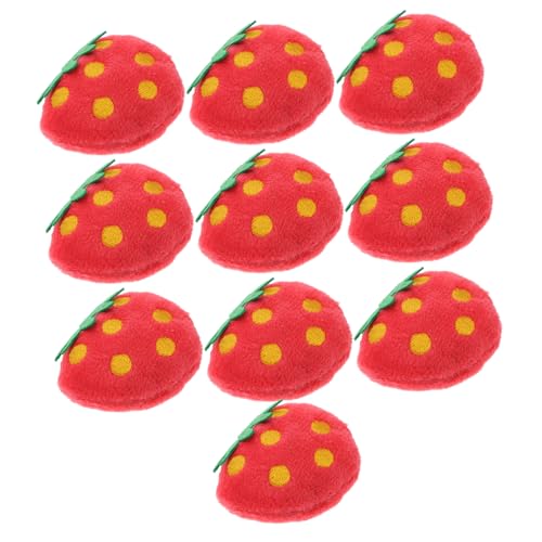 HOUDERCO 10 Piezas Gato de Peluche de Juguete Peluche de Fresa Juguete de Abrazo de Gato Felpa Juguetes plushies Cat Toys Juguete de Frutas para Mascotas Juguete masticable para Gatos Rosa