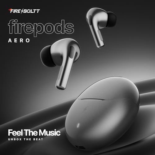 Image of Fire-Boltt Aero TWS Earbuds Custom EQ, Wireless Bluetooth 5.4, Music & App Support, 50H Playtime, Fast Charging Case, 50ms Low Latency for Gaming, Touch Controls, IPX4 Waterproof, Clear Calls - D Grey