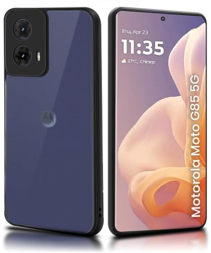 Image of WOW IMAGINE Translucent Hybrid Back Case Cover for Motorola Moto G85 5G Smoked Matte Back | Shock Proof 360 Degree Protection | Protective Hard Case - Matte Black