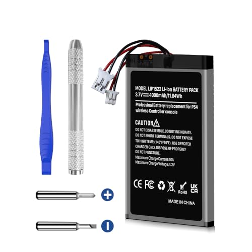 4000mAh PS4 Controller Akku, Upgrade Hohe Kapazität PS4 Pro Ersatz Akku für Sony PlayStation 4 Dualshock 4 V1 V2 Controller CUH-ZCT2 CUH-ZCT2E CUH-ZCT1E CUH-ZCT1U mit Werkzeug