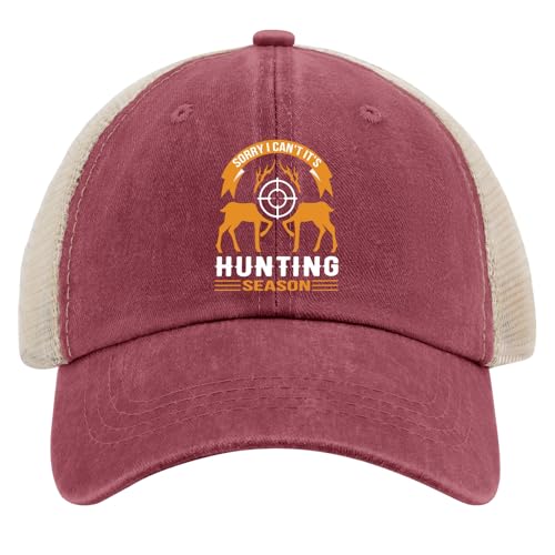 Sorry I Can't It's Hunting Season Hat for Mens Baseball Cap Vintage Washed Running Hats Light Weight