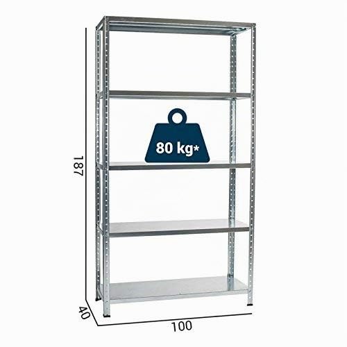 GRIMA - SCAFFALE in metallo ZINCATO 100 X 40 X 187h Portata 400 Kg