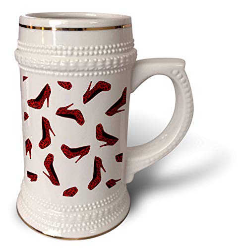 3dRose Sapato de salto alto estampa de guepardo vermelho - Caneca Stein, 510 g, 623 g, branca