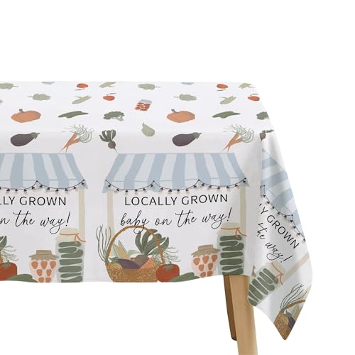 Image of Locally Grown Baby Shower Decorations Tablecloth, 3 Pack, 86in x 55in | Disposable, Farmer Market Vegetable Theme, Locally Grown Theme, Party Table Cover Supplies
