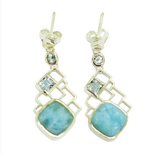 Boucles d'oreilles larimar et topaze bleue : le cadeau idéal pour elle