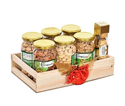 Image of NUTRI MIRACLE Diwali Chocolate and Nuts Combo Gift Hamper | Gift Basket for Relatives