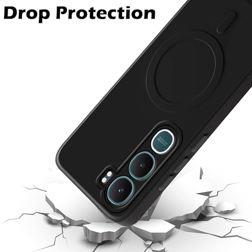 Image of amazon basics Back Cover for Vivo Y31 5G Soft Matte Silicone Mag-Safe Design (Mag-Safe Not Support) Camera Protection | Slim Fit Bumper Cover (Black)