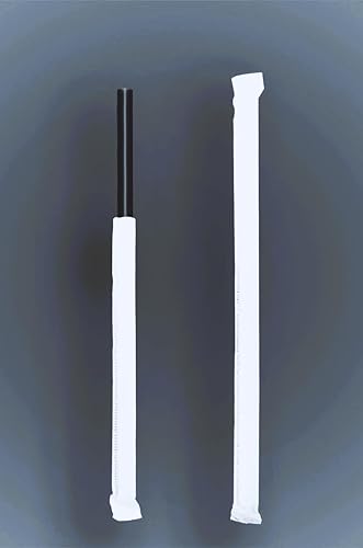 Miniatura 2 de Pajitas grandes de plástico negro de 7.75 pulgadas, paquete de 500 envueltas en papel