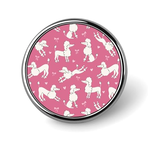 バッジ 円形 徽章 プードル 犬柄 ピンク 缶バッジ 胸章 ピンバッチ ボタンブローチ 25mm おしゃれ ネクタイピン コレクション バッグ飾 帽子 胸飾り かばん掛け 工芸品 取付簡単 男女兼用 プレゼント