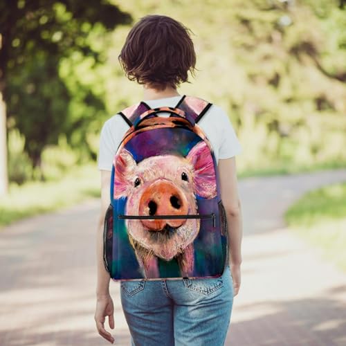 Sac à dos d'école portrait de cochon, cadeau original - 6