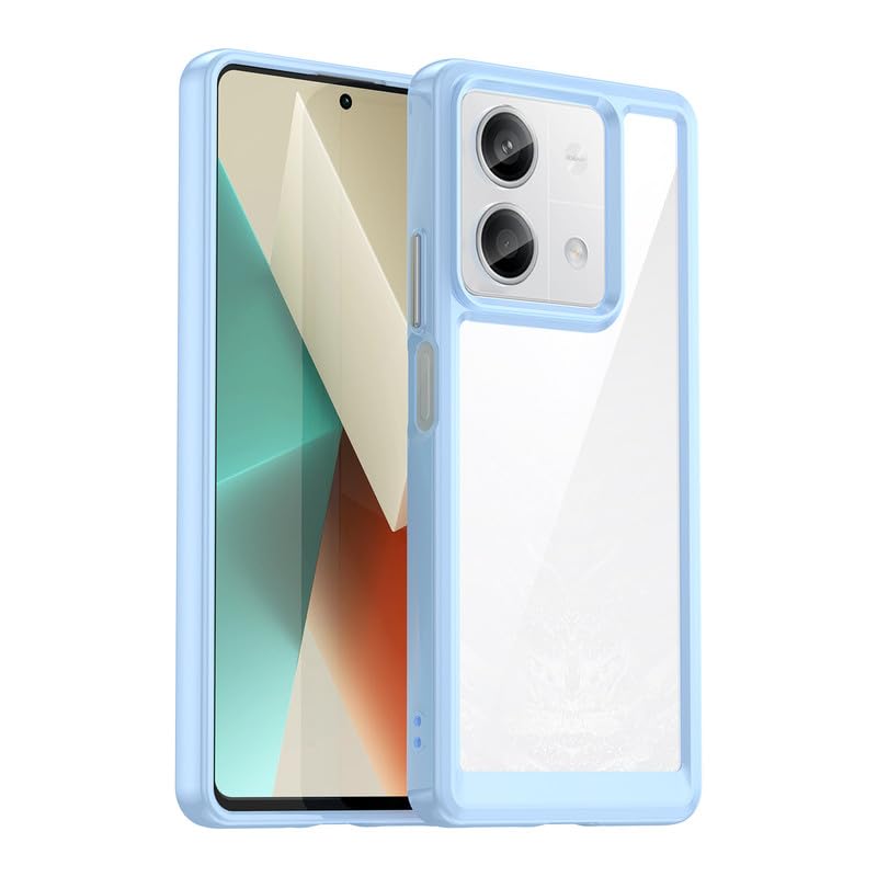 For Redmi Note 13 Case, Flexible TPU Bumper & Transparent Back, Air Cushion Drop Protection, Slim Fit, Anti-Fingerprint, Full Protection Phone Case Cover for Xiaomi Redmi Note 13, Blue