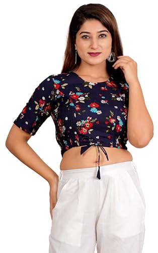 Image of Yash Gallery Women's Cotton Zig-Zag Printed Regular Regular Fit Short Sleeve Blouse