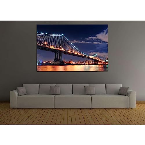Toile Manhattan la nuit ZELLART 60 x 40 cm tableau prêt à poser pour habiller un mur vide