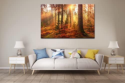 Msspart Mystery Forest Light Wall Art, Nature Landscape Pictures Canvas Prints Wall Decor, Autumn Trees Paintings Hang For Office Bedroom, Bathroom, Living Room For Home Decoration - 24”X36” #TOP3