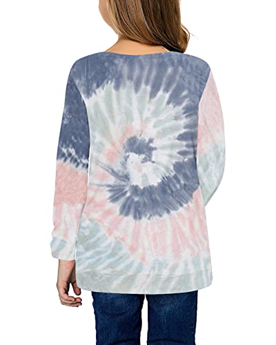 Image of Ecokauer Girls Casual Tunic Tops Knot Front Long Sleeve Loose Soft Blouse T-Shirt Size 4-13