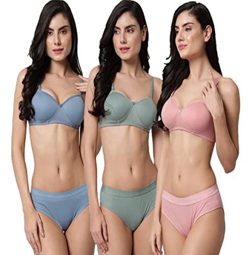 Image of Women Sexy Cotton 2 Piece Bra and Panties Lingerie Set for Honeymoon | Anniversary | Everyday Bra Panty Combo