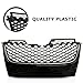 PartsFlow Badgeless Hex Mesh Grille Black W/Chrome Trim For 2006 2007 2008 2009 VW Volkswagen GTI GLI Jetta MK5