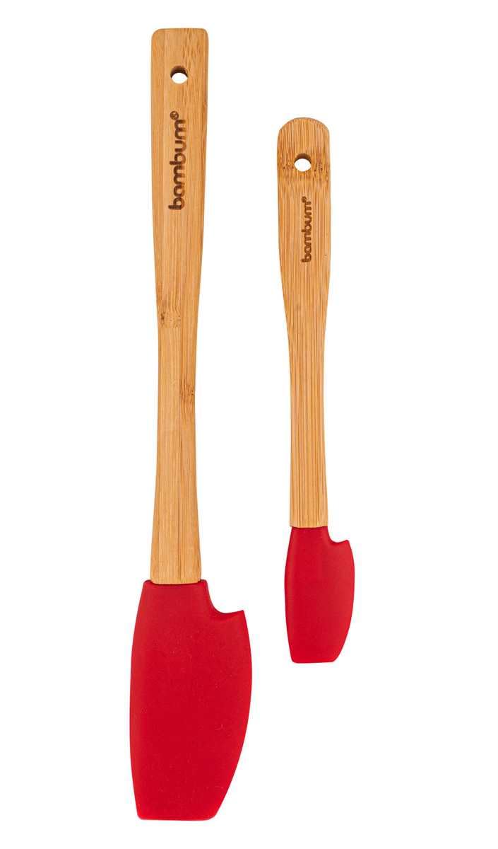 Bambum Silikon Spatula 2'li ahşap saplı set