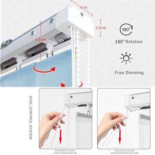 NIANXINN Vertical Blinds for Windows Complete Set,Blue Blackout Window Shade,98mm Thermal Slats Louvres,Privacy Protection,Decor Curtain for Home Office,Custom,Width x Height (170cm x 200cm) - Image 4