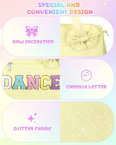 Image of Glitter Dance Ballet Bag Small Cheer Duffle Travel Bag with Bow Decoration