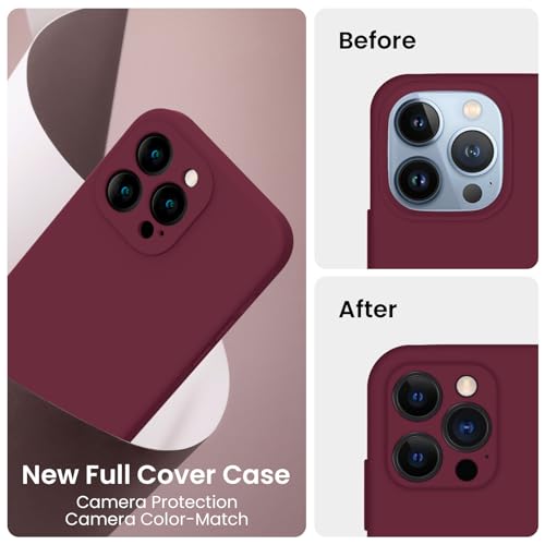 Image of FireNova Designed for iPhone 13 Pro Case, Silicone Upgraded [Camera Protection] Phone Case, Soft Anti-Scratch Microfiber Lining Inside, 6.1 inch, Plum