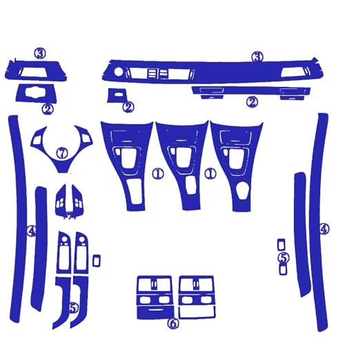 Autocollant poignée de porte texture 3D bleu carbone pour console BMW E90