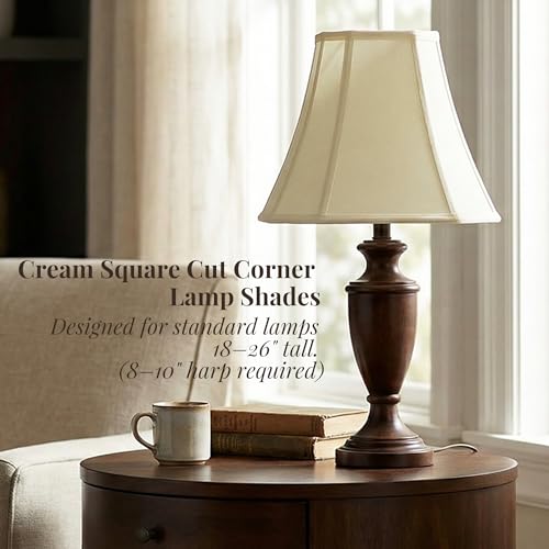 Image of Cream Octagonal Bell Lamp Shades (1 Pack), 6.5 inch Top x 13 inch Bottom x 10.8 inch Height - Medium Fabric Shade for Table Lamps, Modern Farmhouse & Minimalist Home Decor, Spider Fitter(harp not included)