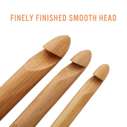 Image of Bamboo Crochet Hooks Set - 15mm(P /Q), 20mm(S), 25mm(U) 3PCS Giant Hooks with Portable Case - Perfect for Big Loop or Extra Bulky Yarn Projects
