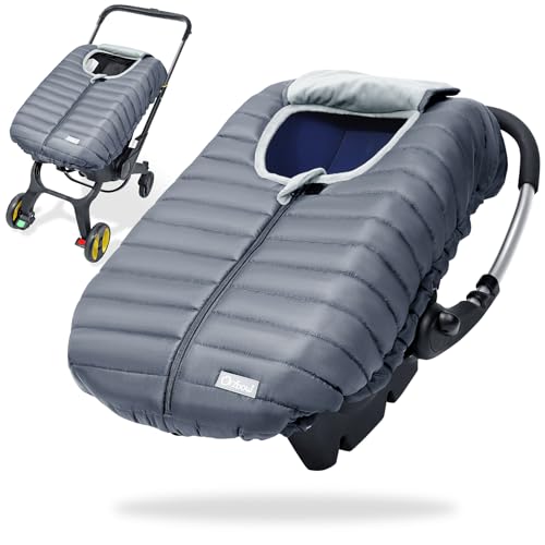 Image of Orzbow Enfant Car Seat Covers - Cocoon Baby Cover for Boys & Girls, for Spring Autumn Winter, Breathable Windproof, Zipped Window, Universal Fit for Infant Car Seat (0-12M), Gray