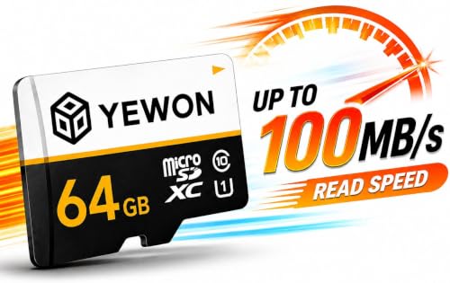 Image of YEWON 64GB MicroSDXC Memory Card | Class 10 A1 Speed | Up to 100MB /s Read Speed | Full HD Video Recording Support | Waterproof, Shockproof | for Smartphone, Camera, Tablet & Gaming Console